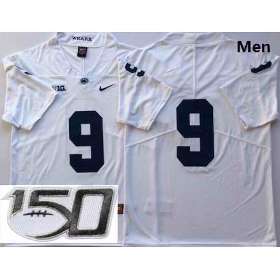 Men Penn State Nittany Lions 9 Trace McSorley White Nike College Football Stitched 150TH Patch Jersey